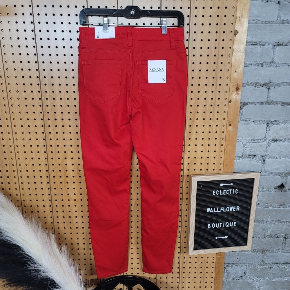 Zenana Ruby Red Small Skinny Jeans - Picture 2 of 5